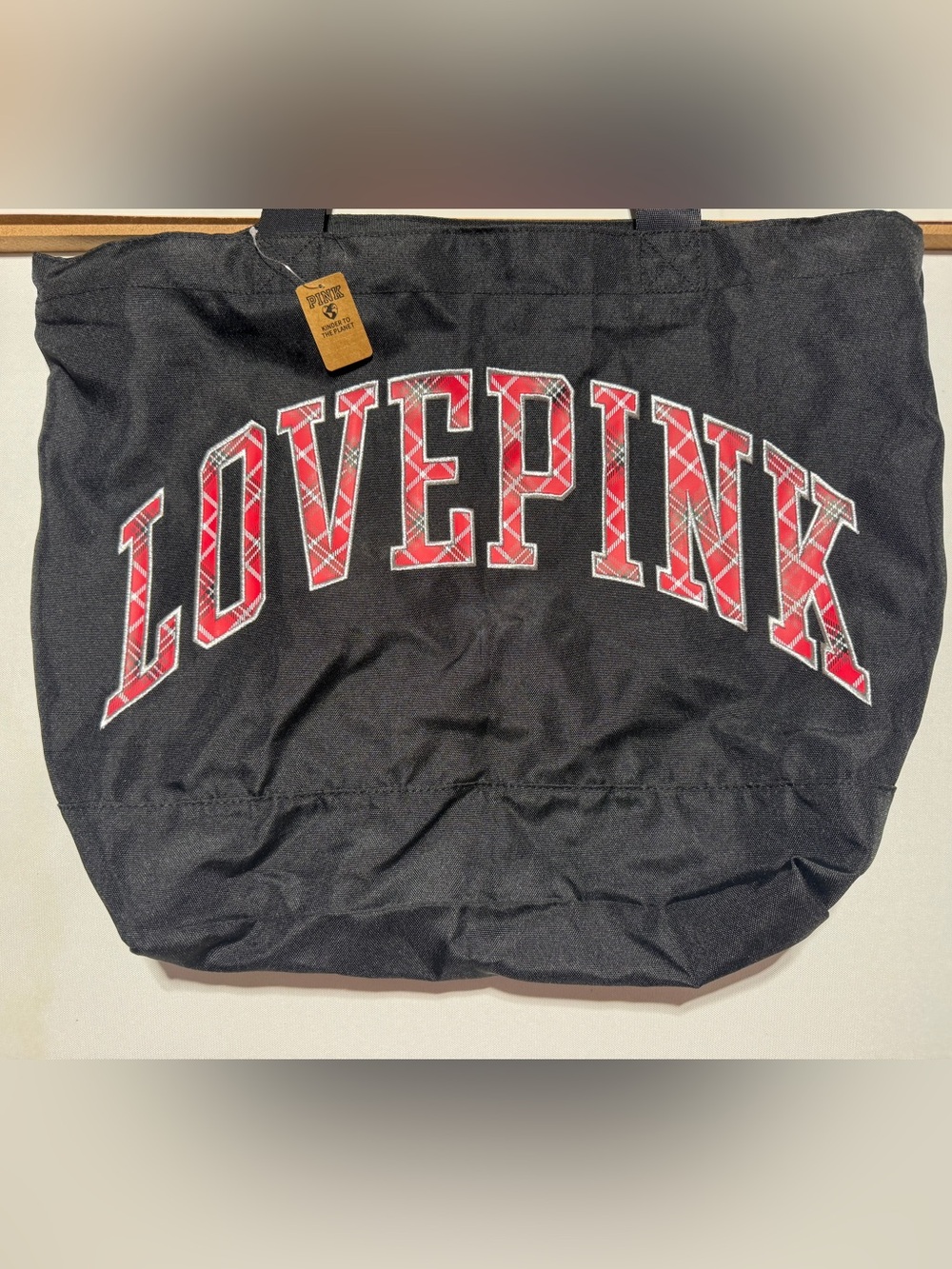 NWT PINK Victoria's Secret Black bag with Red Lettering